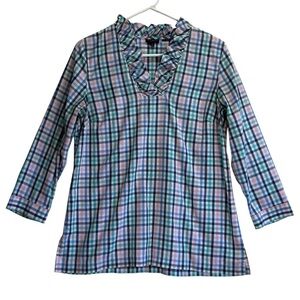 Talbots Blue and Pink Plaid Shirt. Size 4